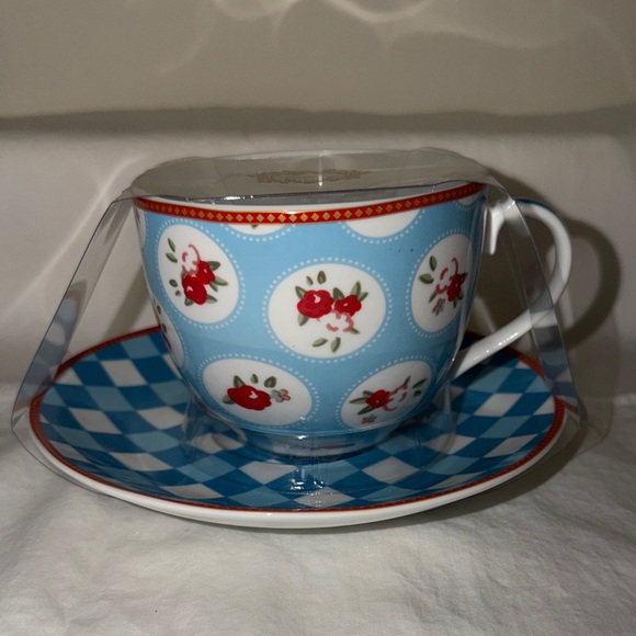Kent Pottery Other - Charming Blue Floral Teacup and Saucer Set